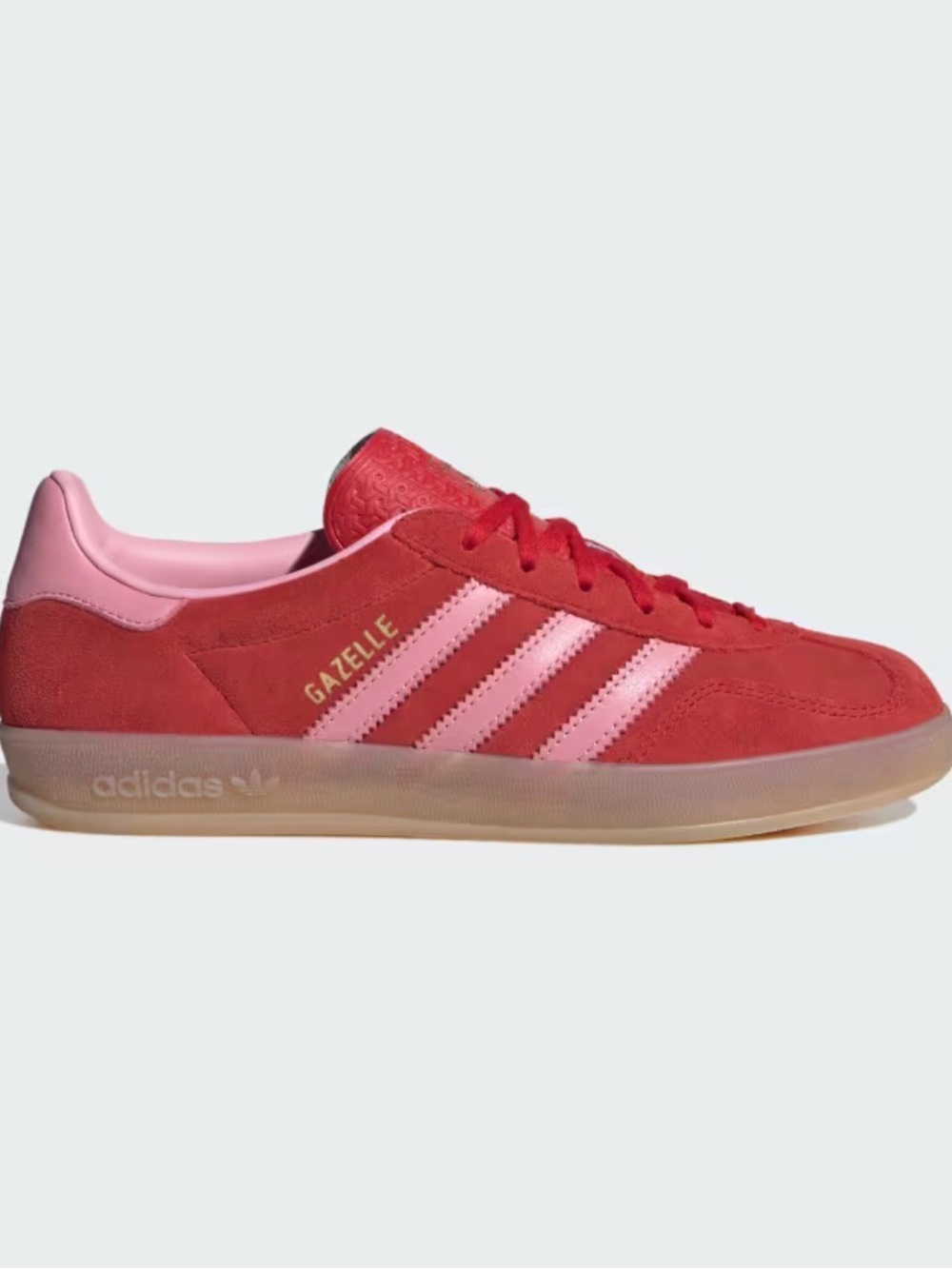 adidas Gazelle Red with Pink Stripes Suede Sneakers